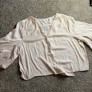 LC Lauren Conrad Cream Boxy 3/4 Sleeve Blouse